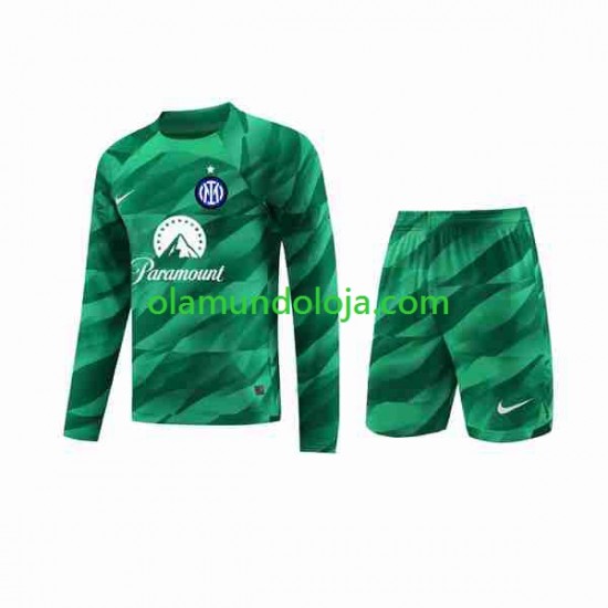 Camisola Inter de Milão Guarda-redes Criança Equipamento Segundo 2023-2024 Manga Comprida